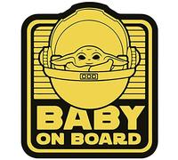 Autocollant baby on board baby yoda jaune et noir sticker logo 849 - Taille : 8 cm