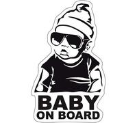 Autocollant baby on board lunette logo6369 Bord Bébé sticker - Taille : 12 cm