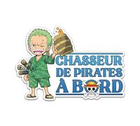 Autocollant bébé à bord, chasseur de pirates à bord 16x15cm vinyle haute qualité, autocollant voiture, moderne et fun, 100% français