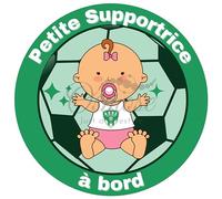 Autocollant Bébé à Bord FanZone Foot - Petite Supportrice ASSE (Saint-Etienne)