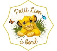 Disney - Autocollant Bébé à Bord - Simba, Lion King, Jaune, Vinyle, Rectangulaire, Usage Unique, Vitre, Véhicule