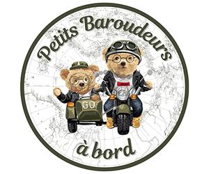 Autocollant Bébé à Bord - Petits Baroudeurs (moto side-car)