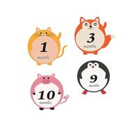 Autocollant Bébé du Mois 12 Pièces PVC Dessin Animé pour Photo | Décoratif, Accessoires de Prise de Vue, Pratique, pour Fête D'anniversaire Bébé, Paquet Alimentaire