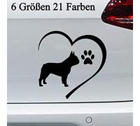 Autocollant bouledogue français - 6 tailles - Chien - Cœur - Patte - 6 tailles et 21 couleurs