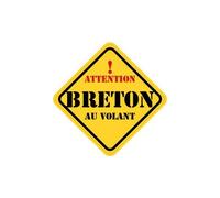 Autocollant breton au volant carré jaune sticker - Taille : 4 cm