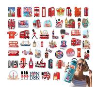 Autocollant bus rouge - Bus rouge Union Jack Londres Papier auto-adhésif Mignon Dessin animé London Bus Autocollant | Scrapbooking Papier à lettre, Carnet de notes, Bouteilles d'eau, Ordinateur