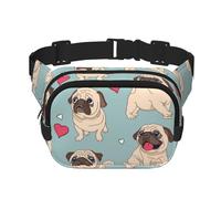 Autocollant Carlin Bleu,Sac Banane carré Double Couche, Sac de Poitrine
