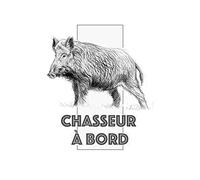 Autocollant chasseur à Bord sanglier logo1 sticker - 12 cm
