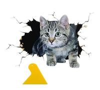 Autocollant chat 3D avec 1 grattoir de film, autocollants de voiture, décorations de chat mignonnes personnalisées pour pare-chocs de voiture autocollants à thème rayures autocollants muraux