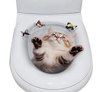 Autocollant Chat - 3D Dessin animé Animal Salle de Bain Autocollant - Autocollant de décoration de la Maison pour Edroom, Réservoir d'eau, Siège de toilette, Mur