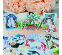 Autocollant Chat Quotidien, Étiquette Scrapbook En Papier, Kawaii, Papeterie Décorative, Jouets Pour Enfants, 20 Pièces