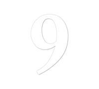 Autocollant chiffre n° 9 en blanc I Hauteur 10 cm I Numéro de maison autocollant, chiffre à coller pour l’extérieur, boîte aux lettres, porte I Résistant aux intempéries I kfz4639