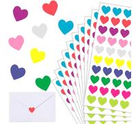 Autocollant Coeur, 600 Pcs, Autocollant en Forme de Coeur Sticker, Auto-adhésif Emballage Enveloppe Cadeau Carte Décoration pour Saint-Valentin Anniversaire Mariage Loisirs Créatifs (Multicolore)