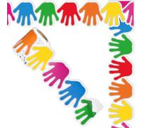 Autocollant coloré avec empreintes de mains - Bordures de tableau d'affichage pour salle de classe - Tableau d'affichage - Décoration de chambre d'enfant