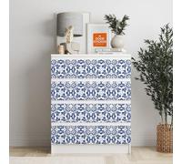 Autocollant compatible avec meuble IKEA MALM Carreaux Portofino - 3 petits tiroirs 40 x 20 cm - Sticker décoratif amovible en PVC, facile à appliquer, décoration moderne pour commode
