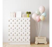 Autocollant compatible avec meuble IKEA MALM Teddy Bear - 3 petits tiroirs 40 x 20 cm - Sticker décoratif amovible en PVC pour chambre d'enfant, facile à appliquer