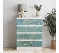 Autocollant compatible avec meuble IKEA MALM Van Gogh Mandillo n° 3 petits tiroirs 40 x 20 cm - Sticker décoratif amovible en PVC, décoration moderne pour commode