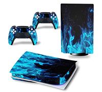 Autocollant complet en vinyle pour console et manette PlayStation 5 (édition disque PS5, bleu feu)