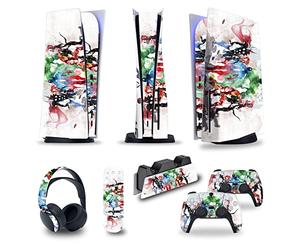 Autocollant Console Pour PS5 Disc Edition & Digital Edition Sticker Vinyl Decal Cover Pour Ps5 Controller & Charging Station & Headset & Media Remote 58949 Revêtement(Disc Version)