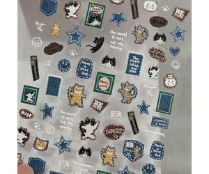 Autocollant d ' ongle en plastique adhésif amovible, décoration de chat rétro pour carnet de manucure, Scrapbooking, Art des ongles de téléphone