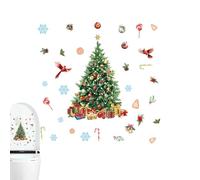 Autocollant d'abattant de WC de Noël,autocollants de siège de toilette de Noël - Autocollants mignons pour siège de toilette en forme d'arbre de Noël,Couvercle de couvercle de toilette amovible, autoc