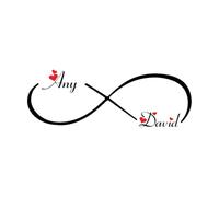 Autocollant d'amour infini, noms de couple personnalisés, autocollants muraux, cœur infini, amour, autocollant mural en vinyle, mariage pour chambre principale-S-20x57cm-Black