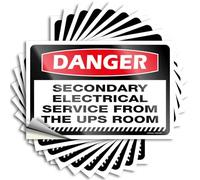 Autocollant Danger Secondary Electrical Service from The Ups Room with Coffee