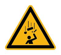 Autocollant Danger Warning Avertissement NF ISO7010 - Sticker Adhésif Signalétique Triangulaire Laminé Plastifié Résistant à l'eau et aux UV - Chute d’objets - 40x40 cm