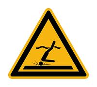Autocollant Danger Warning Avertissement NF ISO7010 - Sticker Adhésif Signalétique Triangulaire Laminé Plastifié Résistant à l'eau et aux UV - Danger Eau peu Profonde - 60x60 cm