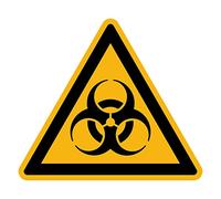 Autocollant Danger Warning Avertissement NF ISO7010 - Sticker Adhésif Signalétique Triangulaire Laminé Plastifié Résistant à l'eau et aux UV - Risque Biologique - 35x35 cm
