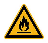 Autocollant Danger Warning Avertissement NF ISO7010 - Sticker Adhésif Signalétique Triangulaire Laminé Plastifié Résistant à l'eau et aux UV - Matières Inflammables - 5x5 cm