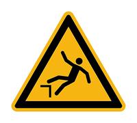 Autocollant Danger Warning Avertissement NF ISO7010 - Sticker Adhésif Signalétique Triangulaire Laminé Plastifié Résistant à l'eau et aux UV - Chute avec Dénivellation - 25x25 cm