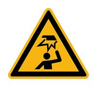 Autocollant Danger Warning Avertissement NF ISO7010 - Sticker Adhésif Signalétique Triangulaire Laminé Plastifié Résistant à l'eau et aux UV - Obstacle en Hauteur - 60x60 cm