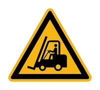 Autocollant Danger Warning Avertissement NF ISO7010 - Sticker Adhésif Signalétique Triangulaire Laminé Plastifié Résistant à l'eau et aux UV - Chariots élévateurs - 60x60 cm