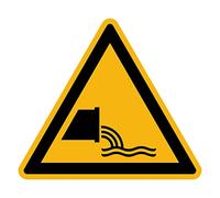 Autocollant Danger Warning Avertissement NF ISO7010 - Sticker Adhésif Signalétique Triangulaire Laminé Plastifié Résistant à l'eau et aux UV - Danger Évacuation des eaux Usées - 35x35 cm