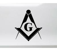 Autocollant d'angle et compas G franc-maçonnerie - Taille et couleur personnalisables - Pour voiture, vitre, mur