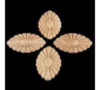 Autocollant D'angle Floral Sculpté En Bois, 4/1 Pièces, Cadre Pour Portes Murales, Meubles, Figurines Décoratives 8x5cm