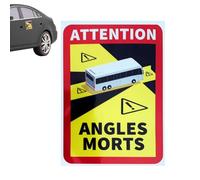 Autocollant d'angle mort - Autocollant réfléchissant de sécurité pour voiture, étiquette d'avertissement étanche, panneau d'attention adhésif puissant | Angles Morts Conception d'alerte de pare-chocs