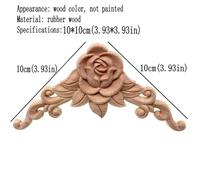Autocollant d'angle sculpté en bois Floral, cadre de décoration, Figurines en bois, artisanat décoratif d'armoire Pour Armoires Murales Meubles(Color 10cm,4Pcs)