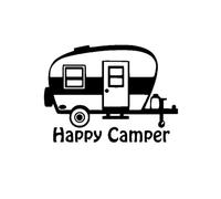 Autocollant D'art Créatif Happy Camper Camping Car, Accessoires Extérieurs Automobiles, Décalcomanies En Vinyle(Black,16cm x 11.6cm)