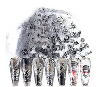 Autocollant d'art Nail 10pcs Black Skull Nail Autocollant Transfert De Décalage Ongle Manucures DIY Sticker Créatif Décalcomanies