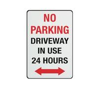 Autocollant d'avertissement « No Parking - Driveway In Use 24 Hours » - 30,5 x 20,3 cm