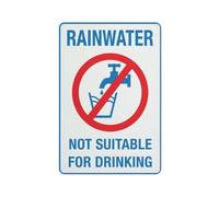 Autocollant d'avertissement « Rainwater Not Suitable For Drinking » - Panneau de sécurité extérieur 30,5 x 20,3 cm