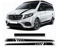 Autocollant de 3 Pièces sur Le Capot Autocollant Bandes latérales Sticker de Jupe, pour Benz V Class W447 Vito Viano 2014-Présent Autocollants extérieurs AMG Accessoires