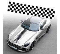 Autocollant De Bande De Capot De Voiture Universels Auto Racing Body Side Stripe Decal Jupe De Toit De Capot Pare-Chocs Damier Vinyle Modifié Decal Décoration pour Voitures SUV véhicules,Noir