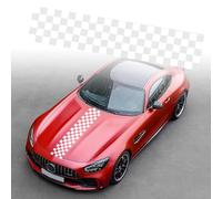 Autocollant De Bande De Capot De Voiture Universels Auto Racing Body Side Stripe Decal Jupe De Toit De Capot Pare-Chocs Damier Vinyle Modifié Decal Décoration pour Voitures SUV véhicules,Blanc