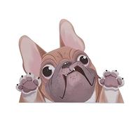 Autocollant de bouledogue français fauve, chien de compagnie en vinyle, dessin animé animal, autocollants de voiture, accessoires de pare-chocs étanches (8,7 x 6,3 pouces)(Brun)