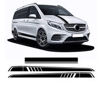 Autocollant de Capot de Voiture 3 pièces Autocollant de Jupe à Rayures latérales de Porte, pour Mercedes Benz Classe V W447 Vito Viano 2014-présent AMG, Autocollants de Jupe latérale