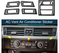 Autocollant De Climatisation Pour Grille D'Aération Pour Bmw Série 3 E90 E92 E93 2005-2012 Panneau De Console Centrale Décoration Autocollant En Fibre De Carbone Noir 5 Pièces