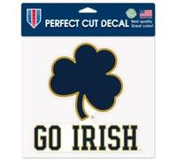 Autocollant de couleur « Notre Dame Fighting Irish Shamrock/Go IRISH » - 20,3 x 20,3 cm